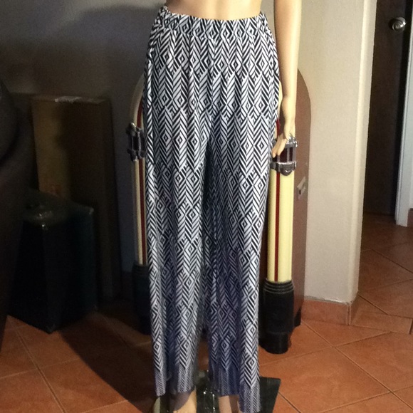 Black and white palazzo pants polyester spandex - Picture 1 of 6